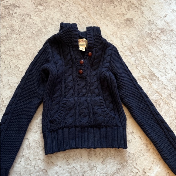 Hollister Dark Blue Cable Knit Turtleneck Sweater - Picture 1 of 3